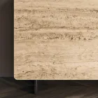 Lounge Sideboard with 2 Doors in Travertine Marble Finish Made in Italy - Jon Viadurini