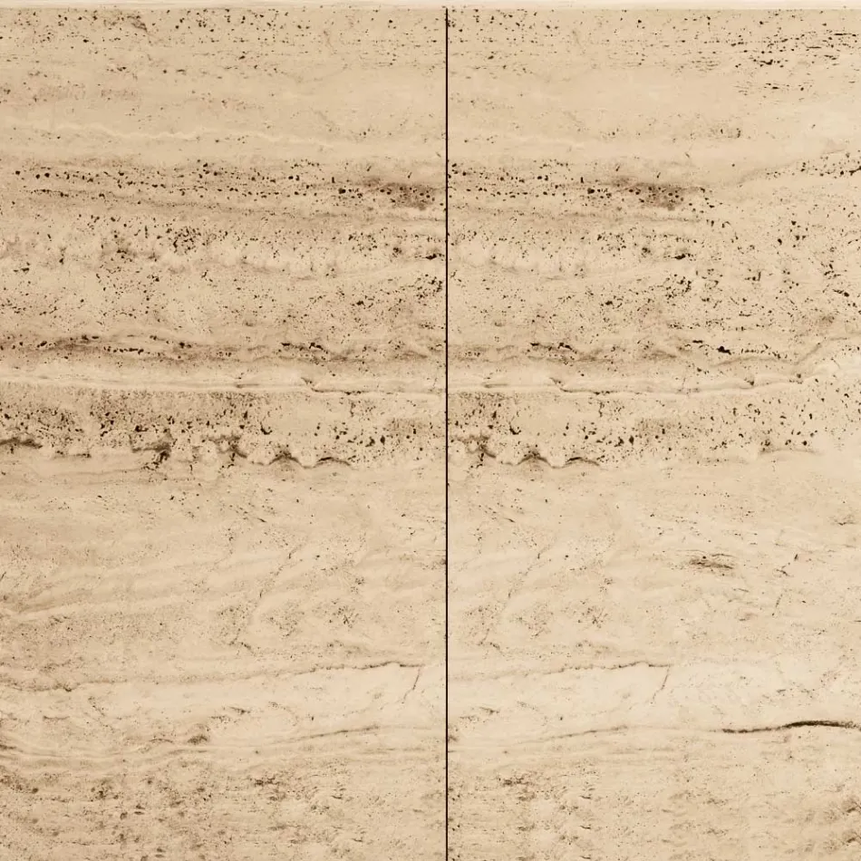 Lounge Sideboard with 2 Doors in Travertine Marble Finish Made in Italy - Jon Viadurini