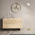 Lounge Sideboard with 2 Doors in Travertine Marble Finish Made in Italy - Jon Viadurini