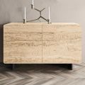 Lounge Sideboard with 2 Doors in Travertine Marble Finish Made in Italy - Jon