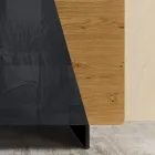 Lounge sideboard with 2 doors in Country Knotted Oak and Anthracite Glass finish - Ove Viadurini