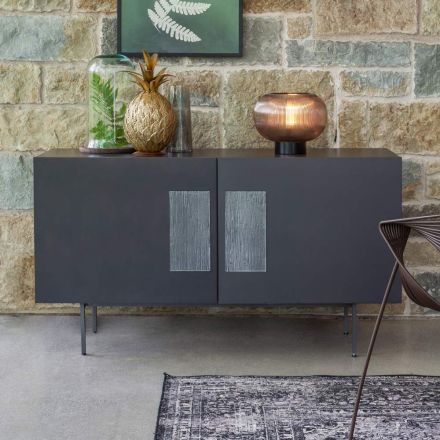 Lounge sideboard with 2 or 3 doors and glass inserts Made in Italy - Olivo Viadurini