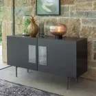 Lounge sideboard with 2 or 3 doors and glass inserts Made in Italy - Olivo Viadurini