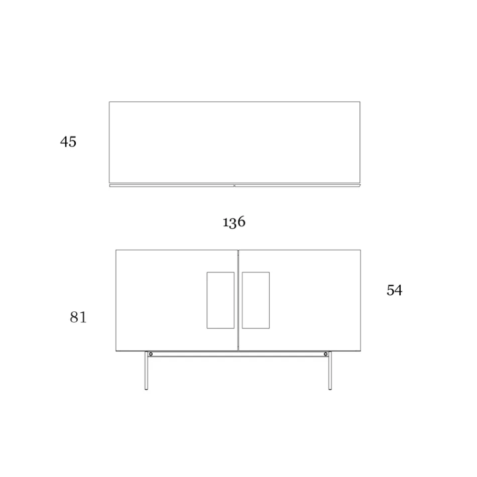 Lounge sideboard with 2 or 3 doors and glass inserts Made in Italy - Olivo Viadurini