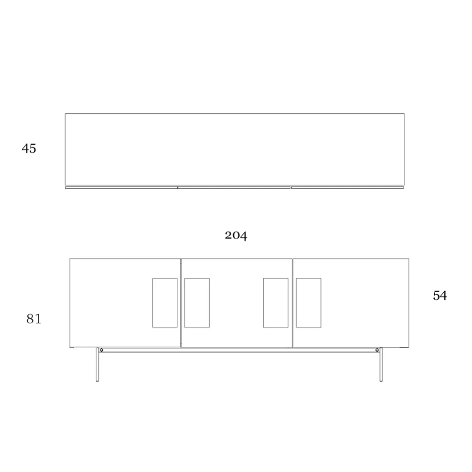 Lounge sideboard with 2 or 3 doors and glass inserts Made in Italy - Olivo Viadurini