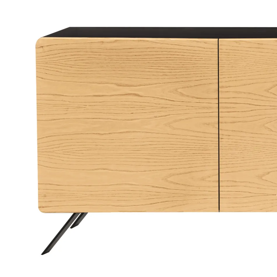 Lounge Sideboard with 2 or 3 Doors in Natural Ash Finish Made in Italy - Zehra Viadurini