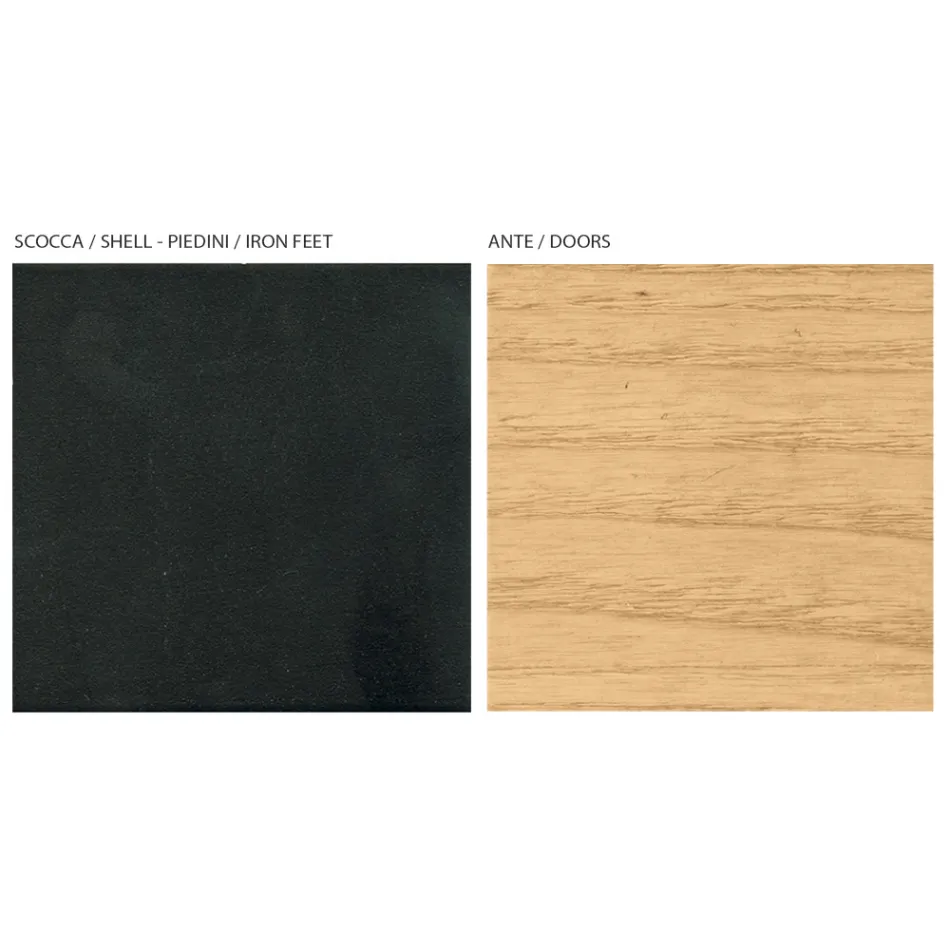 Lounge Sideboard with 2 or 3 Doors in Natural Ash Finish Made in Italy - Zehra Viadurini