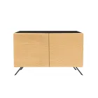 Lounge Sideboard with 2 or 3 Doors in Natural Ash Finish Made in Italy - Zehra Viadurini