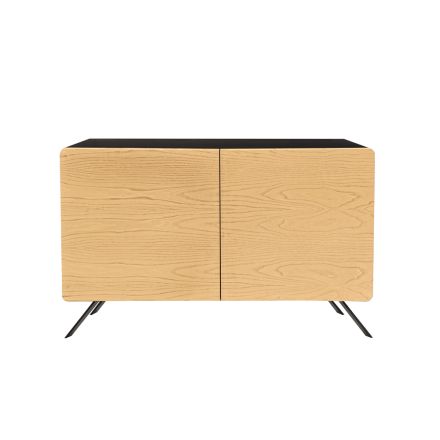 Lounge Sideboard with 2 or 3 Doors in Natural Ash Finish Made in Italy - Zehra Viadurini