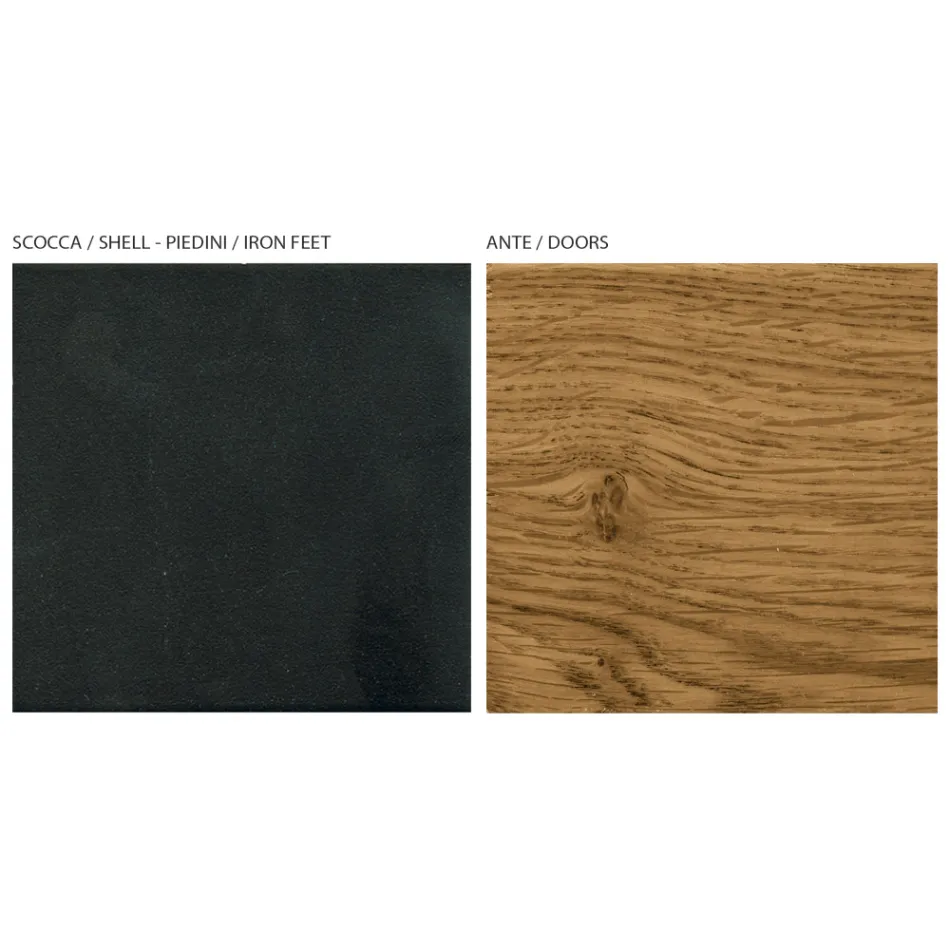 Lounge Sideboard with 3 Doors in Knotted Oak Finish Country Made in Italy - Arne Viadurini