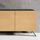 Lounge Sideboard with 4 Doors in Natural Ash Finish Made in Italy - Melek Viadurini