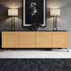 Lounge Sideboard with 4 Doors in Natural Ash Finish Made in Italy - Melek Viadurini