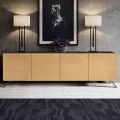 Lounge Sideboard with 4 Doors in Natural Ash Finish Made in Italy - Melek