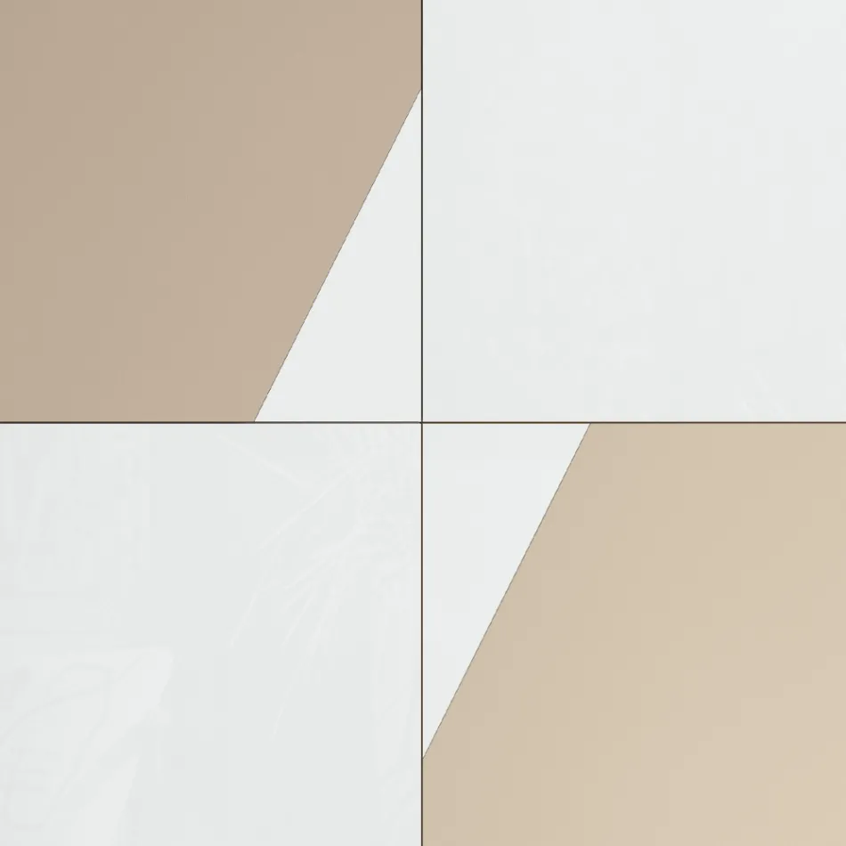 Lounge Sideboard with 4 Doors in White Glass and Mink Finish Made in Italy - Eva Viadurini