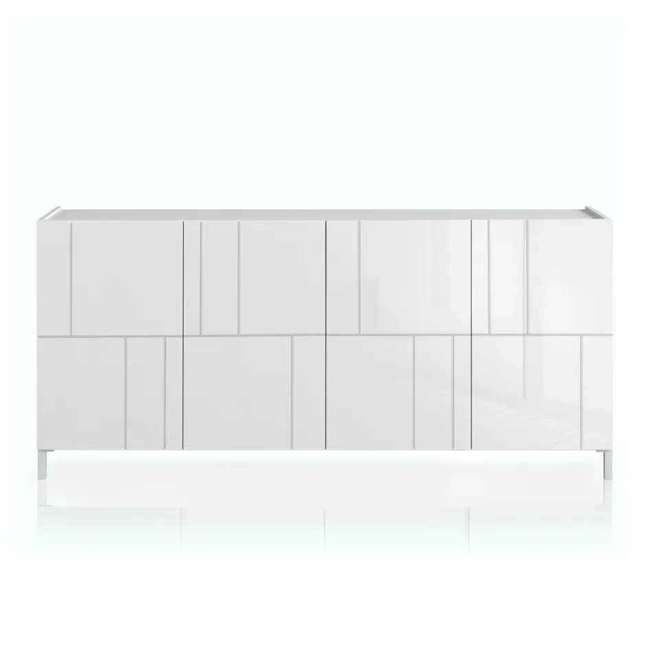 Lounge sideboard with 4 silk-screened doors Made in Italy - Aringa Viadurini