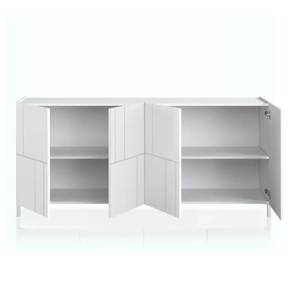 Lounge sideboard with 4 silk-screened doors Made in Italy - Aringa Viadurini