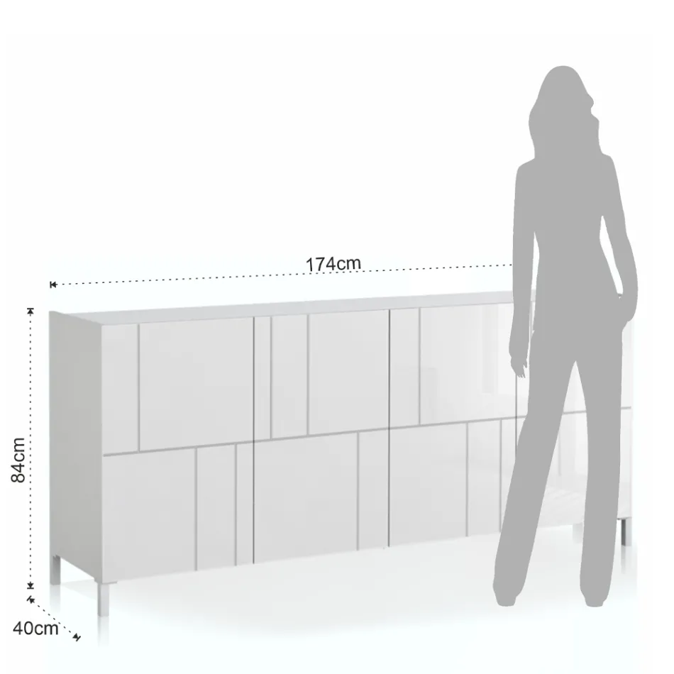 Lounge sideboard with 4 silk-screened doors Made in Italy - Aringa Viadurini