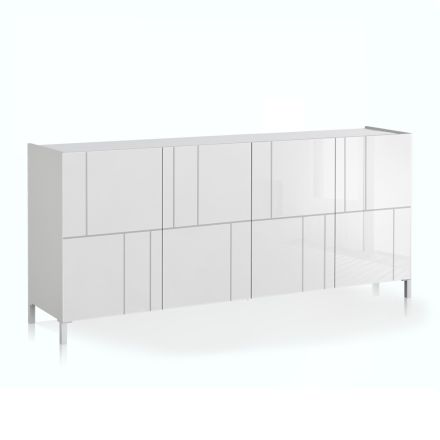 Lounge sideboard with 4 silk-screened doors Made in Italy - Aringa Viadurini