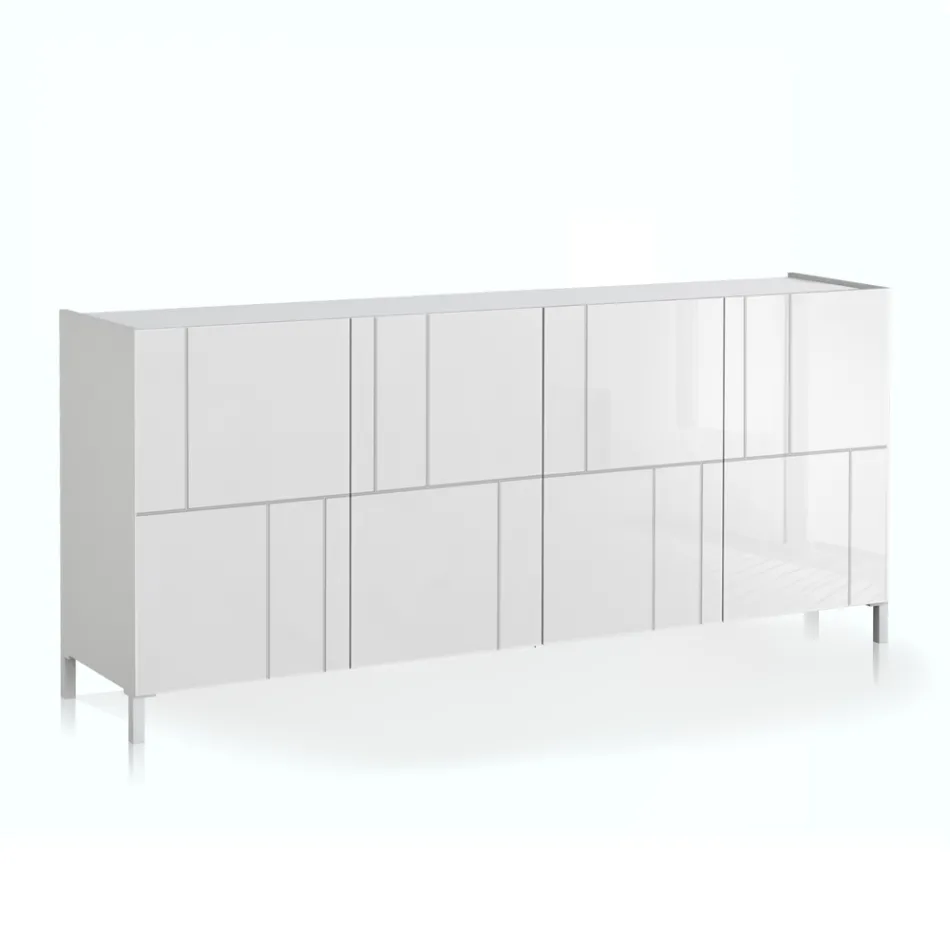 Lounge sideboard with 4 silk-screened doors Made in Italy - Aringa Viadurini