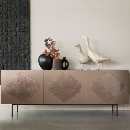 Lounge sideboard with coordinated glass inserts Made in Italy - Palma Viadurini