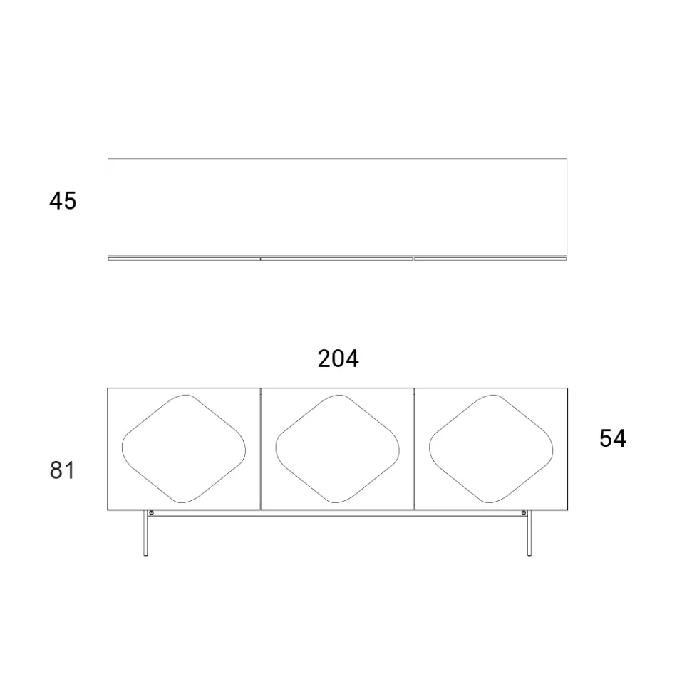 Lounge sideboard with coordinated glass inserts Made in Italy - Palma Viadurini