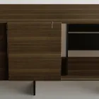 Wooden Sideboard with Glass Structure Made in Italy - Azuki Viadurini