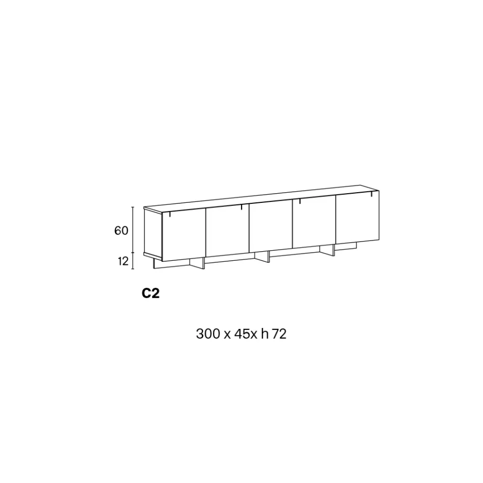 Wooden Sideboard with Glass Structure Made in Italy - Azuki Viadurini