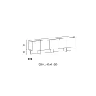 Wooden Sideboard with Glass Structure Made in Italy - Azuki Viadurini