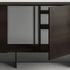 Wooden Sideboard with Glass Structure Made in Italy - Azuki Viadurini