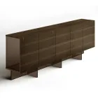 Wooden Sideboard with Glass Structure Made in Italy - Azuki Viadurini