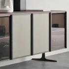 Lounge Sideboard in Ecological Wood and Glass 4 Doors Made in Italy - Aaron Viadurini