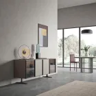 Lounge Sideboard in Ecological Wood and Glass 4 Doors Made in Italy - Aaron Viadurini