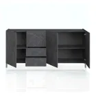 Lounge Sideboard Covered in Melamine Marble Finish Made in Italy - Zinc Viadurini