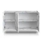 Lounge Sideboard Covered in Melamine Marble Finish Made in Italy - Zinc Viadurini