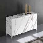 Lounge Sideboard Covered in Melamine Marble Finish Made in Italy - Zinc Viadurini