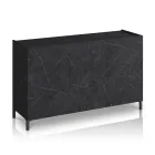 Lounge Sideboard Covered in Melamine Marble Finish Made in Italy - Zinc Viadurini