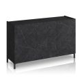 Lounge Sideboard Covered in Melamine Marble Finish Made in Italy - Zinc