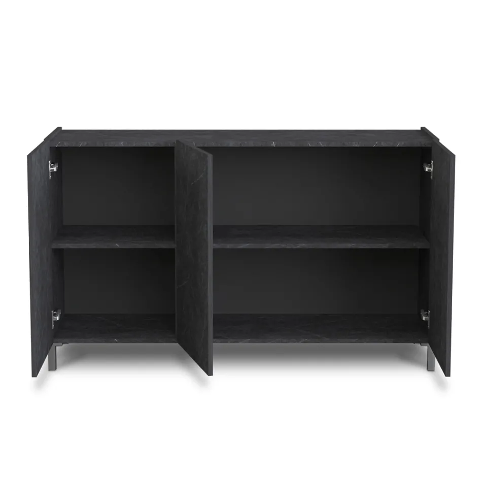Lounge Sideboard Covered in Melamine Marble Finish Made in Italy - Zinc Viadurini
