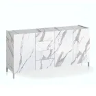 Lounge Sideboard Covered in Melamine Marble Finish Made in Italy - Zinc Viadurini