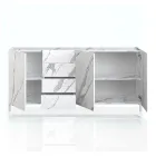 Lounge Sideboard Covered in Melamine Marble Finish Made in Italy - Zinc Viadurini
