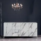 Lounge Sideboard Covered in Melamine Marble Finish Made in Italy - Zinc Viadurini