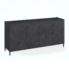 Lounge Sideboard Covered in Melamine Marble Finish Made in Italy - Zinc Viadurini
