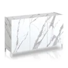 Lounge Sideboard Covered in Melamine Marble Finish Made in Italy - Zinc Viadurini
