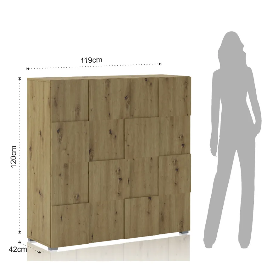 Lounge sideboard with 2 hinged doors in oak finish - sodium Viadurini