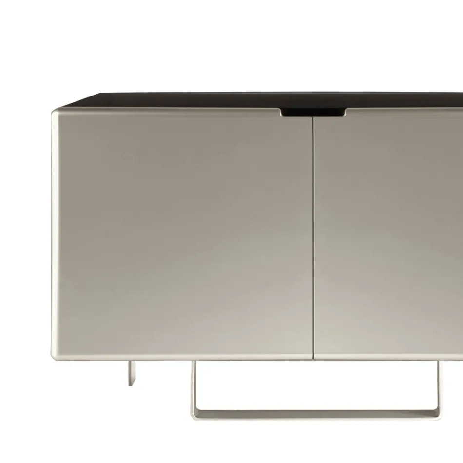 Lounge Sideboard with 2 Doors in Nickel Finish Made in Italy - Ulles Viadurini