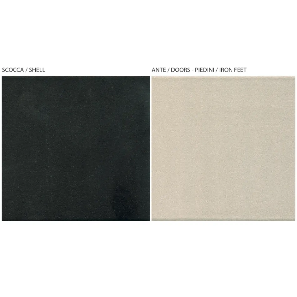 Lounge Sideboard with 2 Doors in Nickel Finish Made in Italy - Ulles Viadurini