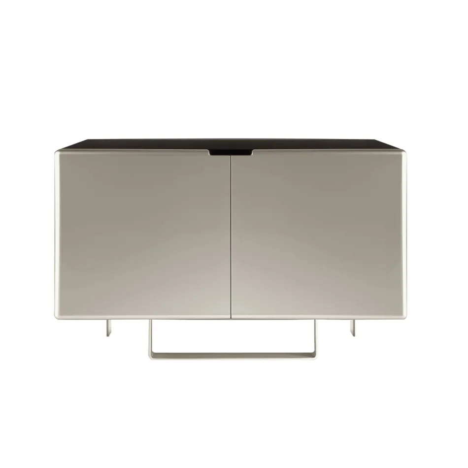 Lounge Sideboard with 2 Doors in Nickel Finish Made in Italy - Ulles Viadurini