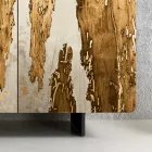 Lounge Sideboard with 3 Doors in Oak and Resin Finish Saturn - Lars Viadurini
