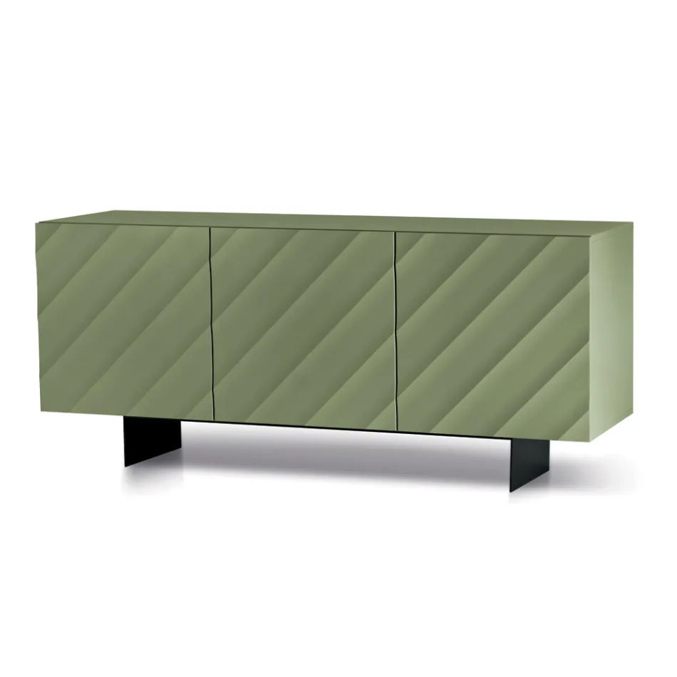 Living Room Sideboard with 3 MDF Doors Available in Various Finishes - Elettra Viadurini