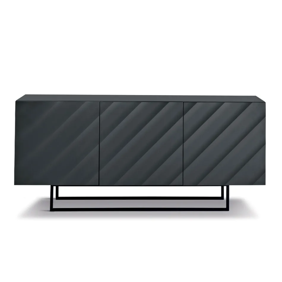 Living Room Sideboard with 3 MDF Doors Available in Various Finishes - Elettra Viadurini